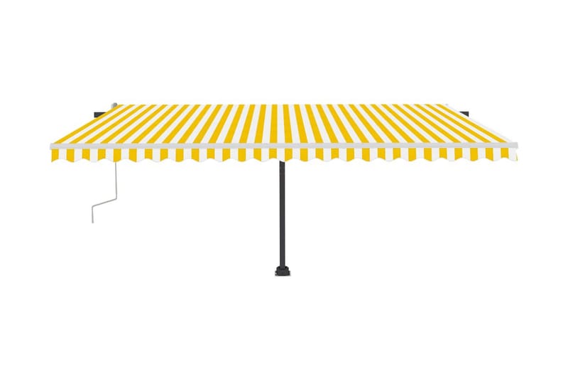 Markis med LED manuellt infällbar 500x350 cm gul och vit - Gul - Utemöbler - Solskydd - Markiser - Balkongmarkis