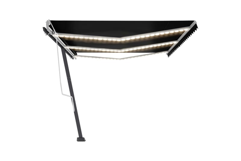 Markis med LED manuellt infällbar 600x350 cm antracit - Grå - Utemöbler - Solskydd - Markiser - Balkongmarkis