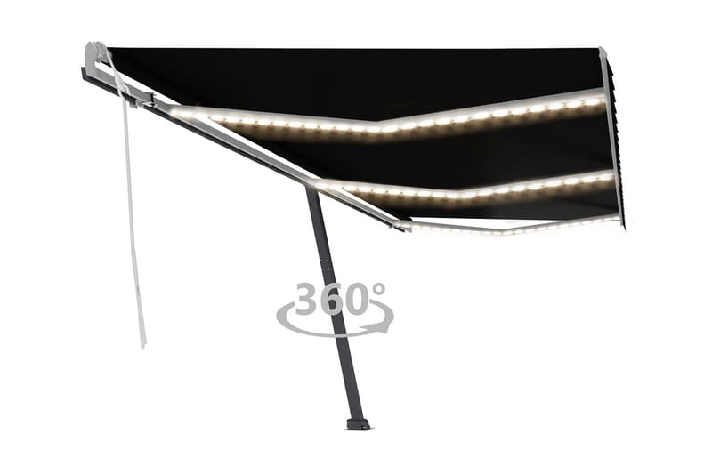 Markis med LED manuellt infällbar 600x350 cm antracit - Grå - Utemöbler - Solskydd - Markiser - Balkongmarkis