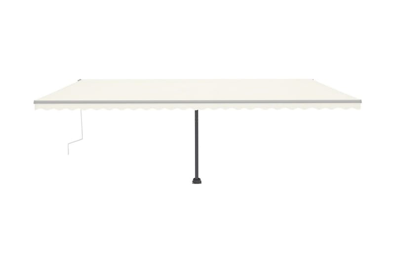 Markis med LED manuellt infällbar 600x350 cm gräddvit - Vit - Utemöbler - Solskydd - Markiser - Balkongmarkis