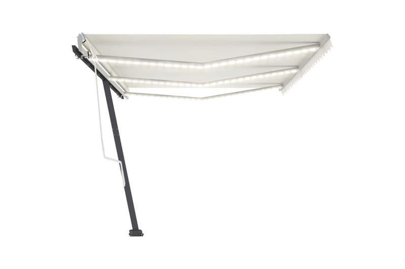 Markis med LED manuellt infällbar 600x350 cm gräddvit - Vit - Utemöbler - Solskydd - Markiser - Balkongmarkis