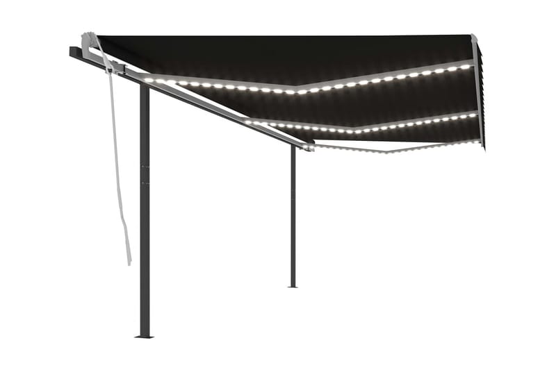 Markis med LED manuellt infällbar 6x3,5 m antracit - Grå - Utemöbler - Solskydd - Markiser - Balkongmarkis
