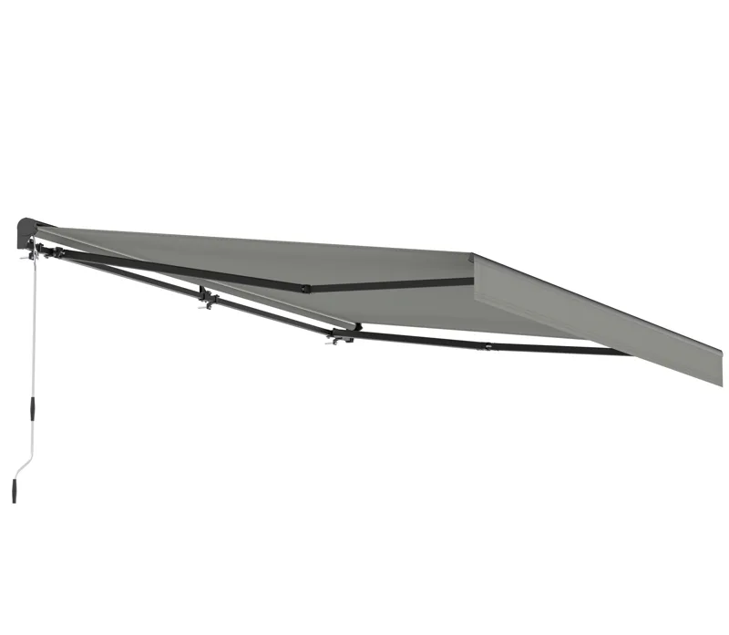 Markis med motor 4x3 m | Halvkassett | Fjärrkontroll | Stilren ljusgrå design - Utemöbler - Solskydd - Markiser - Balkongmarkis