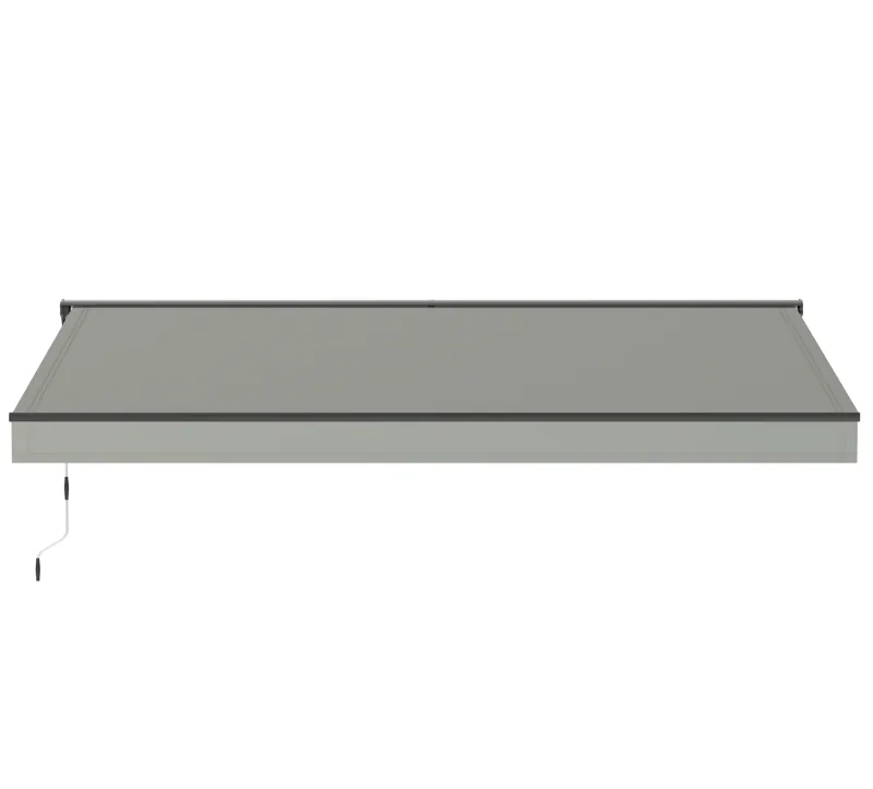 Markis med motor 4x3 m | Halvkassett | Fjärrkontroll | Stilren ljusgrå design - Utemöbler - Solskydd - Markiser - Balkongmarkis