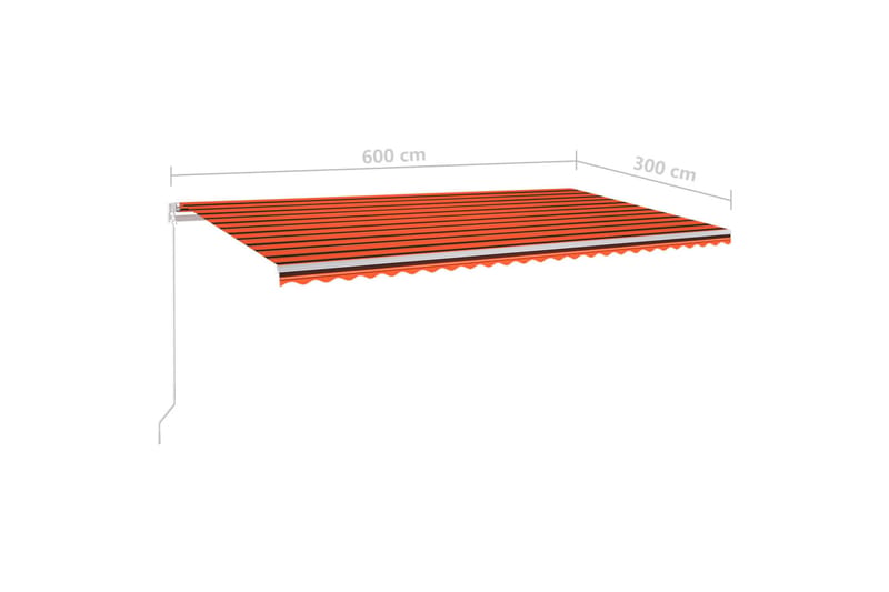 Markis med stolpar automatisk 6x3 m orange och brun - Orange - Utemöbler - Solskydd - Markiser - Balkongmarkis