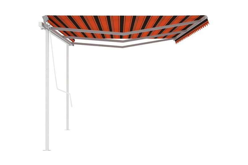 Markis med stolpar automatisk 6x3 m orange och brun - Orange - Balkongmarkis - Markiser - Terrassmarkis