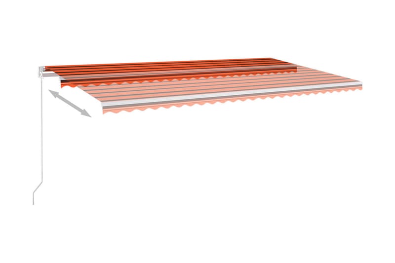 Markis med stolpar automatisk 6x3 m orange och brun - Orange - Balkongmarkis - Markiser - Terrassmarkis