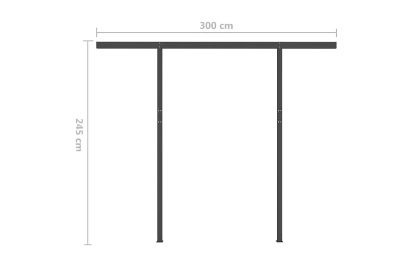 Markis med stolpar automatisk infällbar 3x2,5 m gul och vit - Gul - Balkongmarkis - Markiser - Terrassmarkis