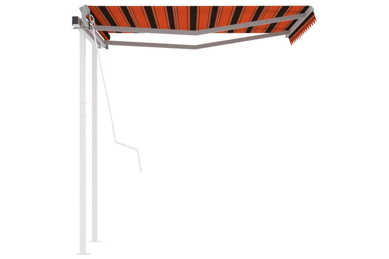 Markis med stolpar automatisk infällbar 3x2,5 m orange och b - Orange - Utemöbler - Solskydd - Markiser - Balkongmarkis