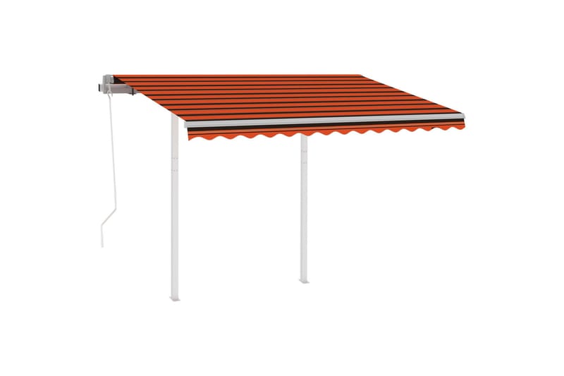 Markis med stolpar automatisk infällbar 3x2,5 m orange och b - Orange - Utemöbler - Solskydd - Markiser - Balkongmarkis
