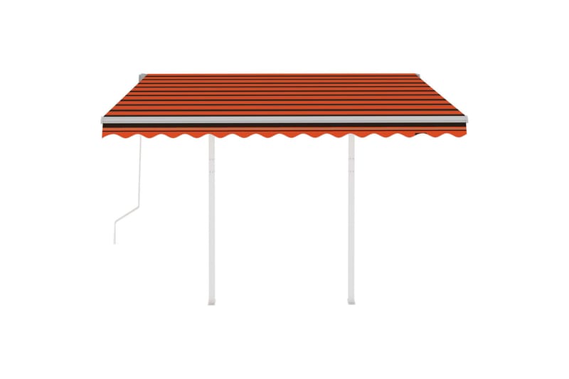 Markis med stolpar automatisk infällbar 3x2,5 m orange och b - Orange - Utemöbler - Solskydd - Markiser - Balkongmarkis