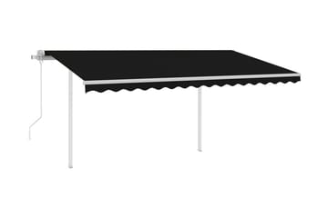 Markis med stolpar automatisk infällbar 4,5x3,5 m antracit
