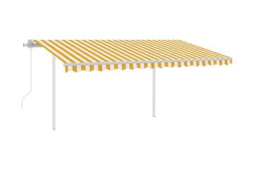 Markis med stolpar automatisk infällbar 4,5x3,5 m gul och vi