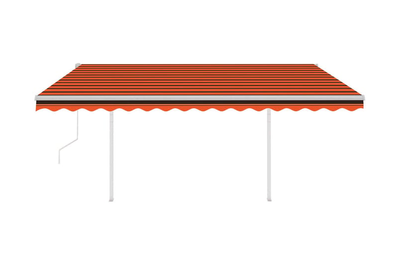 Markis med stolpar automatisk infällbar 4x3 m orange och bru - Orange - Balkongmarkis - Markiser - Terrassmarkis
