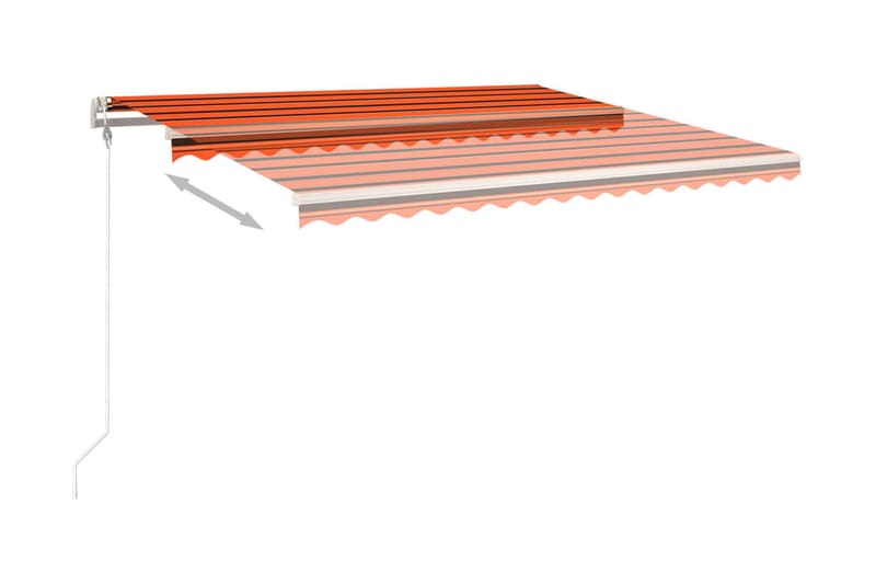 Markis med stolpar automatisk infällbar 4x3 m orange och bru - Orange - Balkongmarkis - Markiser - Terrassmarkis