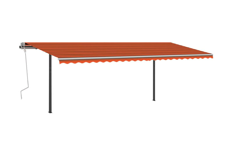 Markis med stolpar automatisk infällbar 6x3 m orange och bru - Orange - Balkongmarkis - Markiser - Terrassmarkis