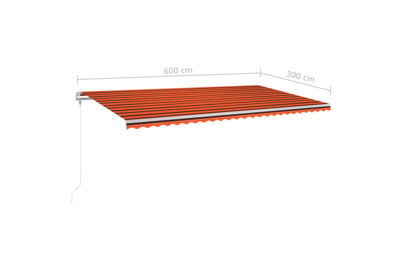 Markis med stolpar automatisk infällbar 6x3 m orange och bru - Orange - Balkongmarkis - Markiser - Terrassmarkis