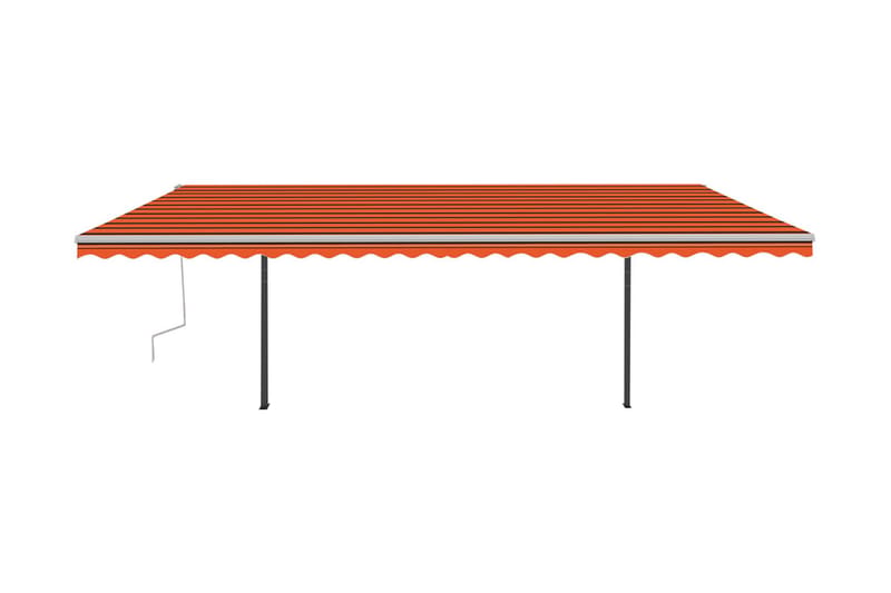 Markis med stolpar automatisk infällbar 6x3 m orange och bru - Orange - Utemöbler - Solskydd - Markiser - Balkongmarkis