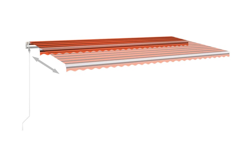 Markis med stolpar automatisk infällbar 6x3 m orange och bru - Orange - Utemöbler - Solskydd - Markiser - Balkongmarkis