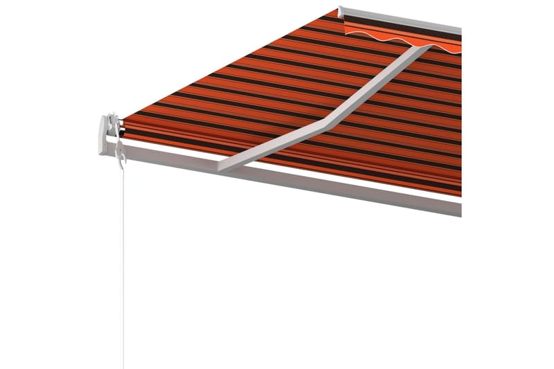 Markis med stolpar automatisk infällbar 6x3 m orange och bru - Orange - Utemöbler - Solskydd - Markiser - Balkongmarkis