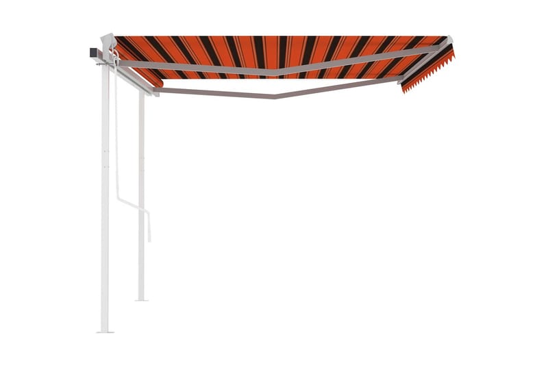 Markis med stolpar automatiskt infällbar 4,5x3 m orange och - Orange - Utemöbler - Solskydd - Markiser - Balkongmarkis