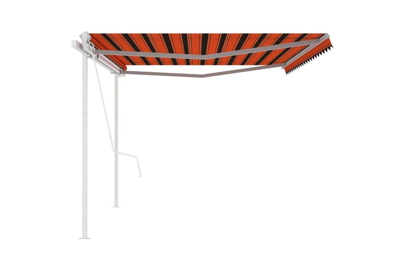 Markis med stolpar automatiskt infällbar 5x3 m - Orange - Balkongmarkis - Markiser - Terrassmarkis
