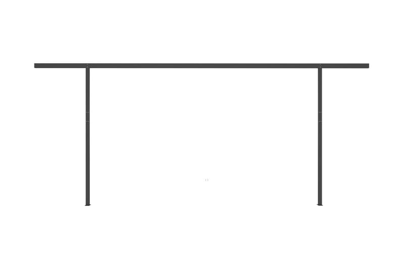 Markis med stolpar automatiskt infällbar 6x3,5 m antracit - Grå - Balkongmarkis - Markiser - Terrassmarkis