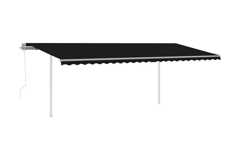 Markis med stolpar automatiskt infällbar 6x3 m antracit - Grå - Balkongmarkis - Markiser - Terrassmarkis
