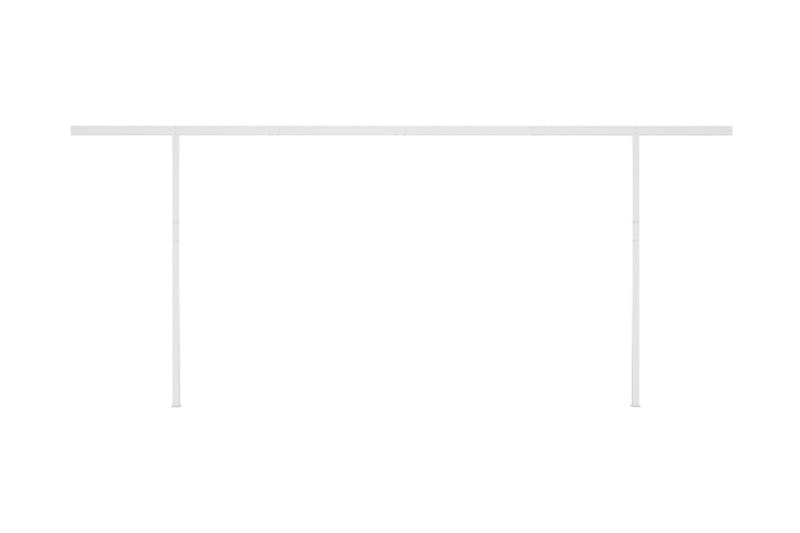 Markis med stolpar automatiskt infällbar 6x3 m gräddvit - Vit - Balkongmarkis - Markiser - Terrassmarkis