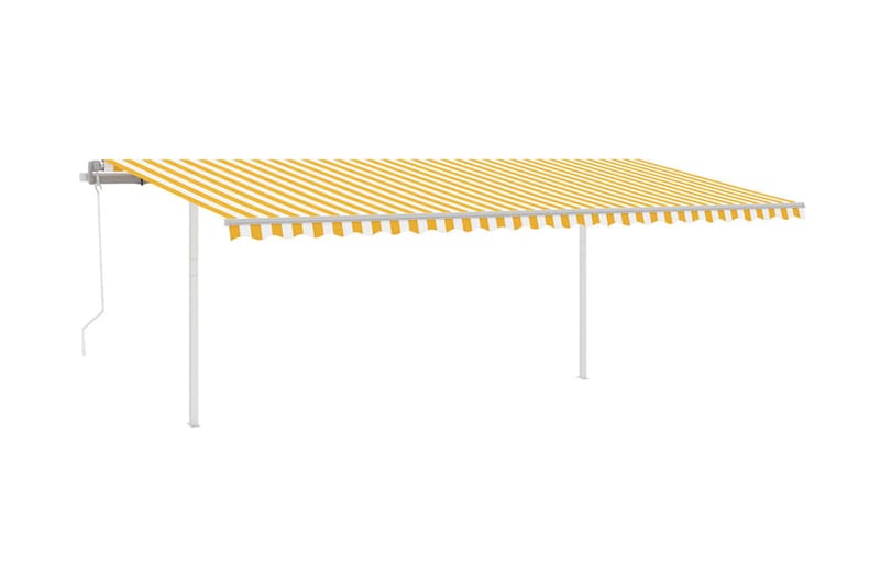 Markis med stolpar manuellt infällbar 3,5x2,5 m gul och vit - Gul - Terrassmarkis - Markiser - Balkongmarkis