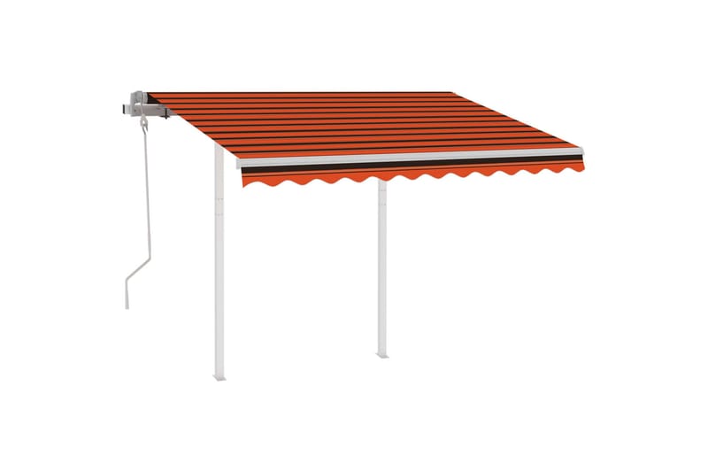 Markis med stolpar manuellt infällbar 3,5x2,5 m orange och b - Orange - Utemöbler - Solskydd - Markiser - Balkongmarkis