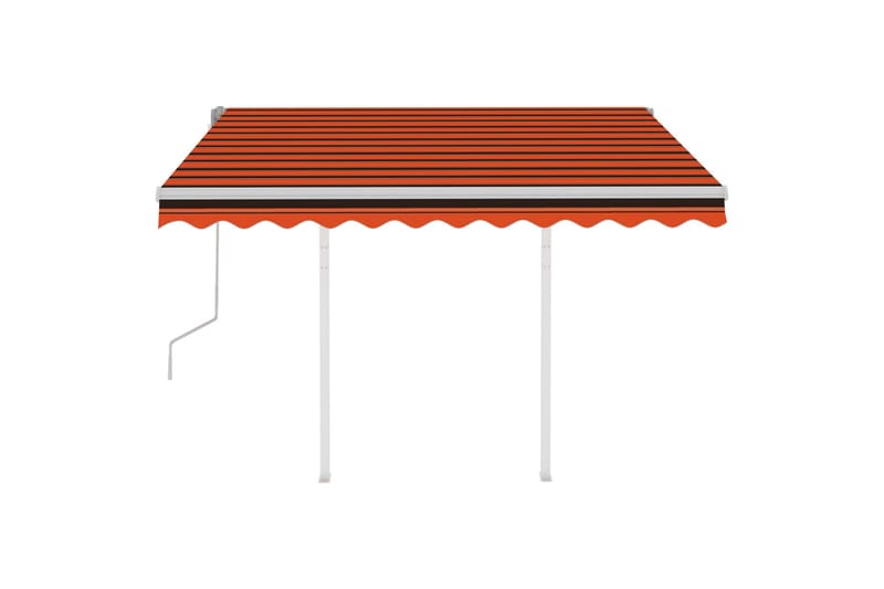Markis med stolpar manuellt infällbar 3,5x2,5 m orange och b - Orange - Utemöbler - Solskydd - Markiser - Balkongmarkis