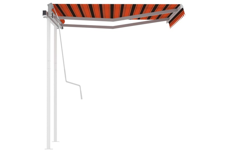 Markis med stolpar manuellt infällbar 3,5x2,5 m orange och b - Orange - Utemöbler - Solskydd - Markiser - Balkongmarkis