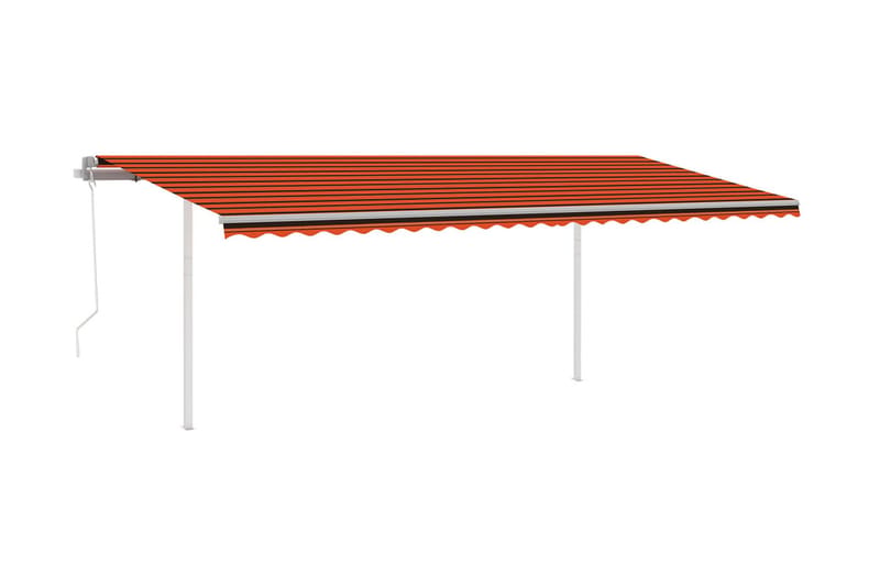 Markis med stolpar manuellt infällbar 3,5x2,5 m orange och b - Orange - Utemöbler - Solskydd - Markiser - Balkongmarkis