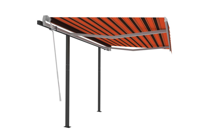 Markis med stolpar manuellt infällbar 3,5x2,5 m orange och b - Orange - Utemöbler - Solskydd - Markiser - Balkongmarkis