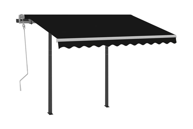 Markis med stolpar manuellt infällbar 3x2,5 m antracit - Grå - Balkongmarkis - Markiser - Terrassmarkis