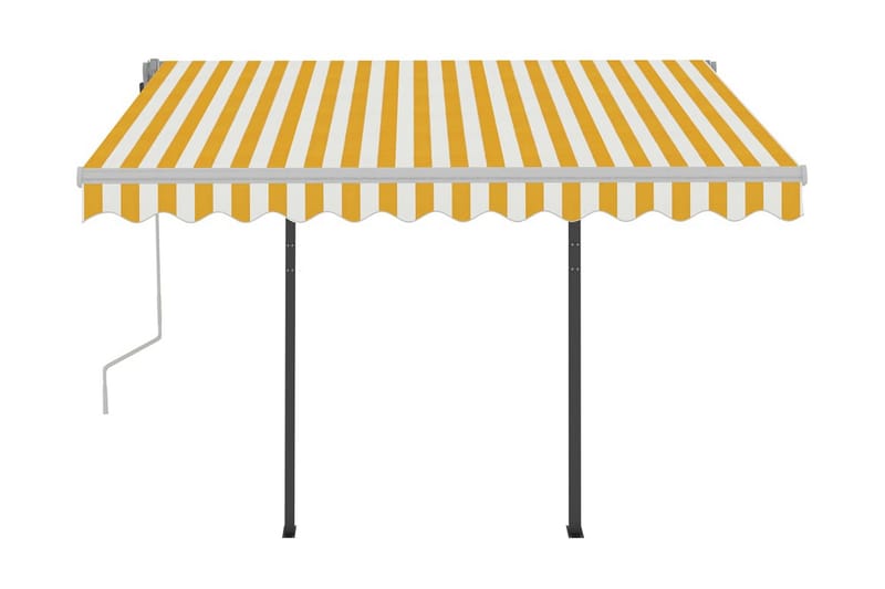 Markis med stolpar manuellt infällbar 3x2,5 m gul och vit - Gul - Balkongmarkis - Markiser - Terrassmarkis