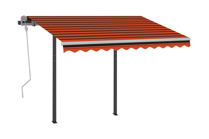 Markis med stolpar manuellt infällbar 3x2,5 m orange och bru - Orange - Utemöbler - Solskydd - Markiser - Balkongmarkis
