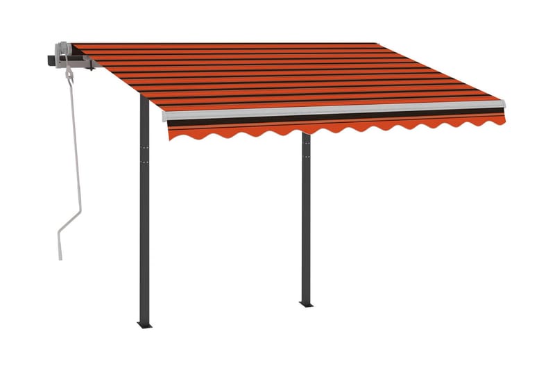 Markis med stolpar manuellt infällbar 3x2,5 m orange och bru - Orange - Balkongmarkis - Markiser - Terrassmarkis
