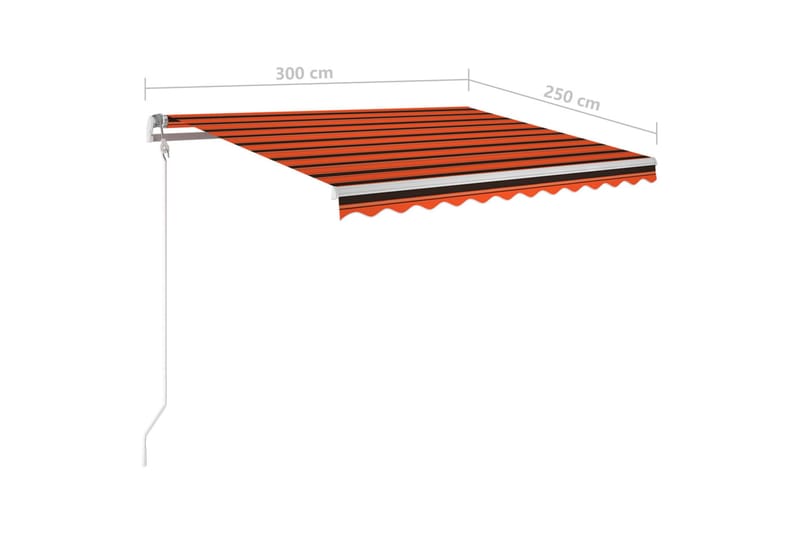 Markis med stolpar manuellt infällbar 3x2,5 m orange och bru - Orange - Utemöbler - Solskydd - Markiser - Balkongmarkis