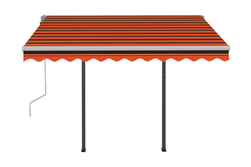 Markis med stolpar manuellt infällbar 3x2,5 m orange och bru - Orange - Utemöbler - Solskydd - Markiser - Balkongmarkis