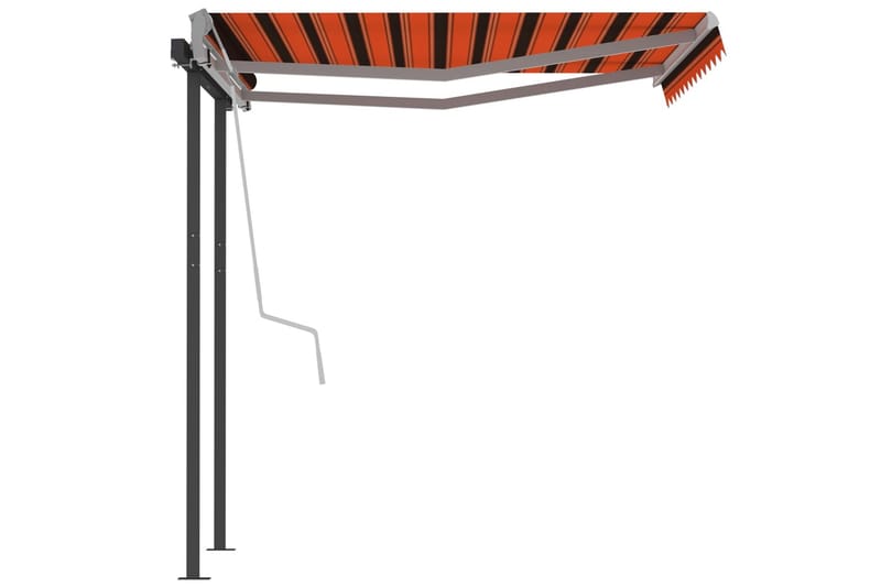Markis med stolpar manuellt infällbar 3x2,5 m orange och bru - Orange - Utemöbler - Solskydd - Markiser - Balkongmarkis