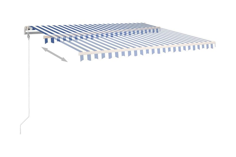 Markis med stolpar manuellt infällbar 4,5x3,5 m blå och vit - Blå - Utemöbler - Solskydd - Markiser - Balkongmarkis