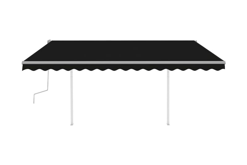 Markis med stolpar manuellt infällbar 4,5x3 m antracit - Grå - Balkongmarkis - Markiser - Terrassmarkis