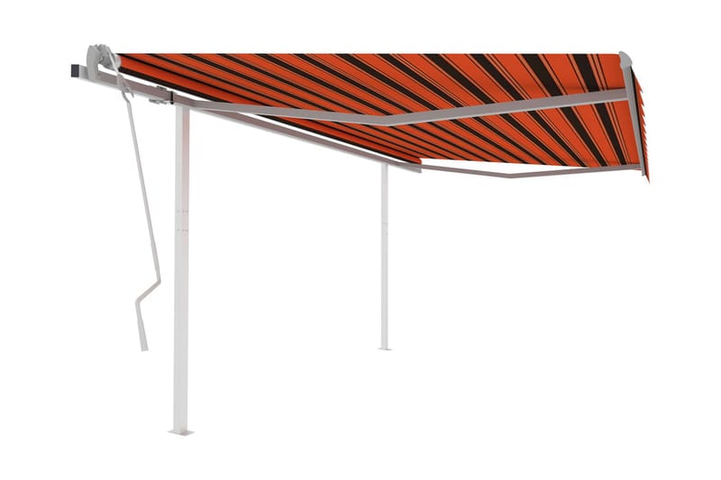 Markis med stolpar manuellt infällbar 4,5x3 m orange och bru - Orange - Balkongmarkis - Markiser - Terrassmarkis