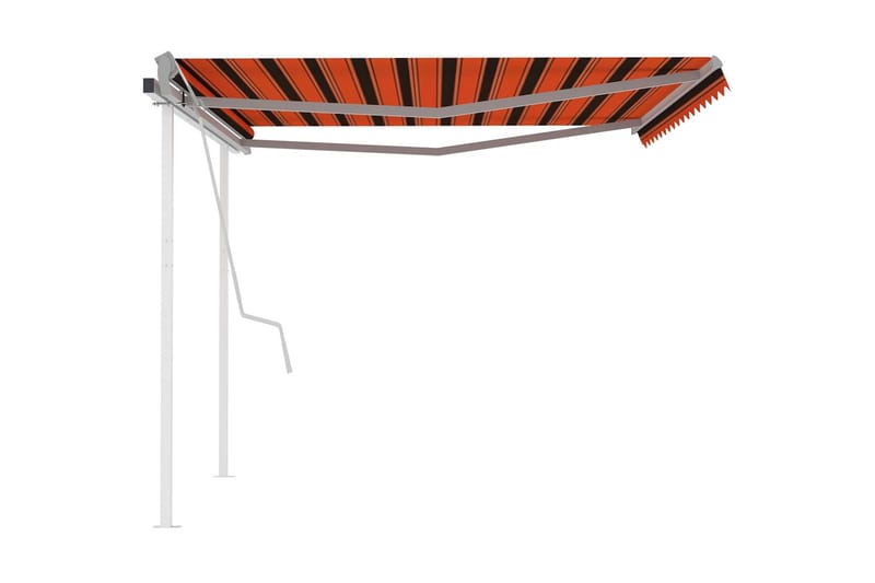 Markis med stolpar manuellt infällbar 4,5x3 m orange och bru - Orange - Balkongmarkis - Markiser - Terrassmarkis