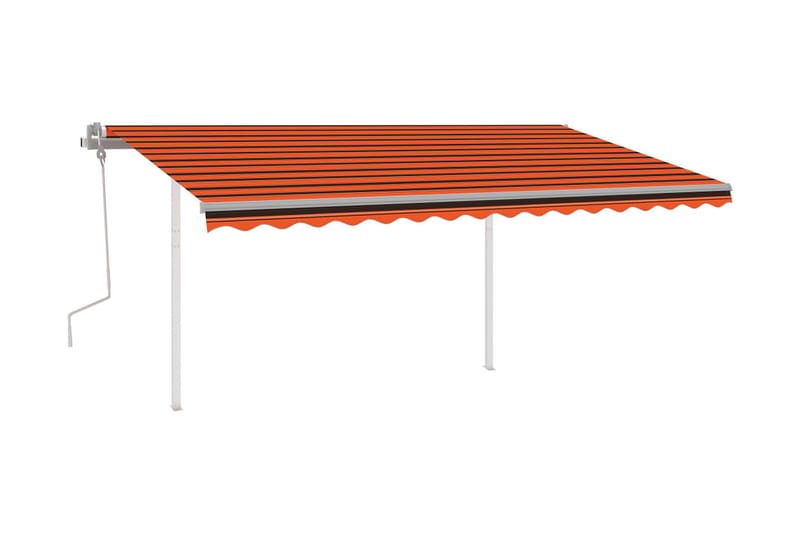 Markis med stolpar manuellt infällbar 4x3 m orange och brun - Orange - Utemöbler - Solskydd - Markiser - Balkongmarkis