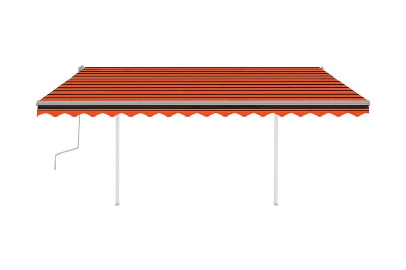 Markis med stolpar manuellt infällbar 4x3 m orange och brun - Orange - Utemöbler - Solskydd - Markiser - Balkongmarkis