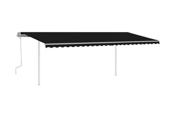 Markis med stolpar manuellt infällbar 6x3 m antracit