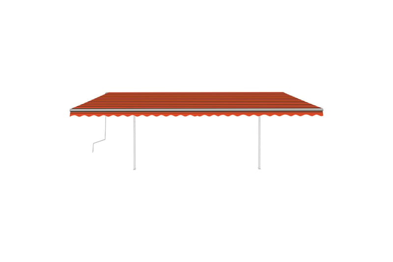 Markis med stolpar manuellt infällbar 6x3 m orange och brun - Orange - Utemöbler - Solskydd - Markiser - Balkongmarkis